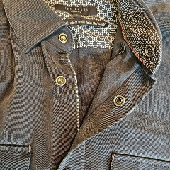 Ted Baker London Mens Dress Shirt S 2/32.5 Solid Blue Dotted Flip Cuff Pattern - Picture 8 of 14